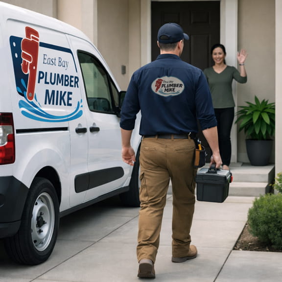 Plumber Mike arriving at home for plumbing service Brentwood CA